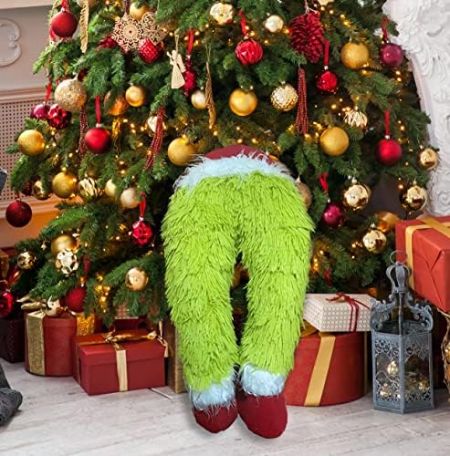 גוף חג המולד גוף פרוותי ראש ירוק/זרוע/רגליים לקישוטי עץ חג המולד, טופר עץ חג המולד, קישוטים לחג המולד, קישוטים לעץ חג המולד למסיבת חג המולד