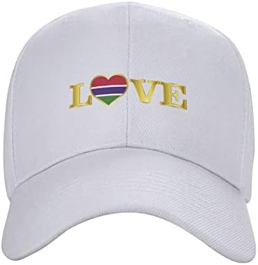 זהב אהבת טיפוגרפיה גמביה דגל לבן בייסבול כובע קסקט מתכוונן יוניסקס אלדולט בסיסי אבא כובע