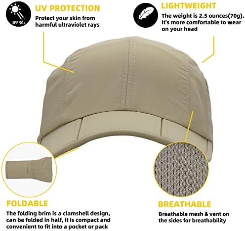 50 + שמש הגנת כובע-את מהיר יבש בייסבול כובע מתכוונן חיצוני ספורט כובע לגברים, נשים