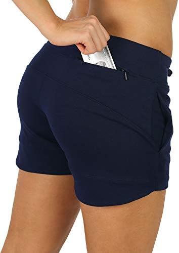 מכנסיים קצרים של טרקלין אתלטי של ICYZONE לנשים - הפעלת מכנסי זיעה של אימון אימון עם כיסים 3 ''