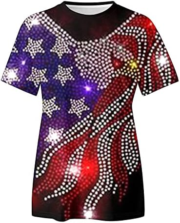 4 ביולי טי חולצות לנשים קיץ קצר שרוול או צוואר טוניקת חולצות ארהב דגל כוכבים פסים לקשור לצבוע טי חולצות