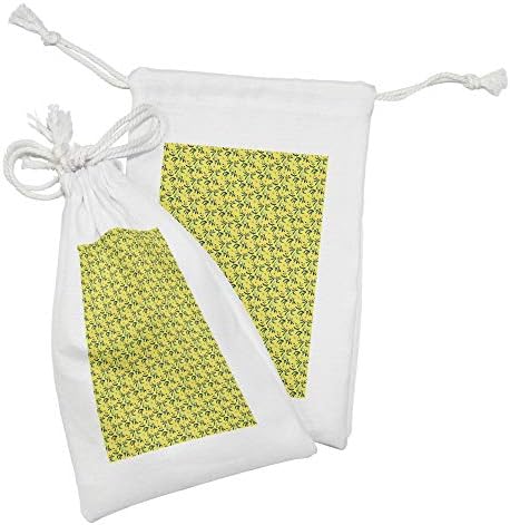 ערכת כיס בוטנית של אמבסון בוטנית של 2, דפוס צבעי מים עם פרחי עלים גן קפיצי, שקית משיכה קטנה למסכות ומסיכות טובות, 9 x 6, צהבה כהה צהובה