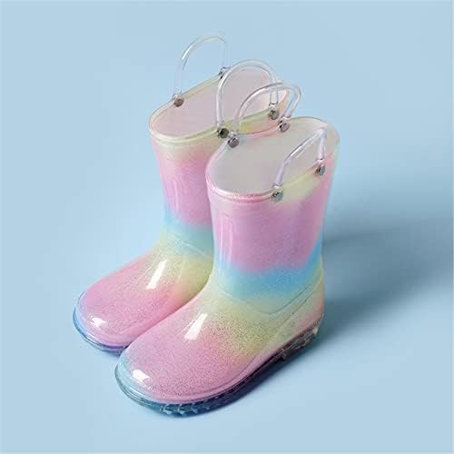 פעוטות ילדים נצנצים מדליקים מגפי גשם לבנות נעלי גשם קשת ומגפי צבע אחיד עם נעלי קיץ של ילד קל לתינוק