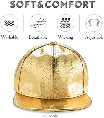 דלאדולה היפ הופ בייסבול כובע זהב ראפר רוק כובעי יוניסקס סנאפבק שטוח ברים כובעי רווה ריקוד מסיבת עבור נשים וגברים