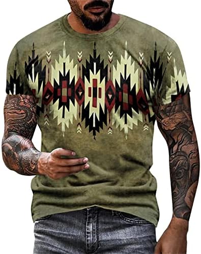 ZHDD חייל חולצות שרוול קצר לחולצות לרחוב אופנה Mens 3d Aztec Boho גרפי טי גרפי צמרות רטרו שריר טשטשת טשט