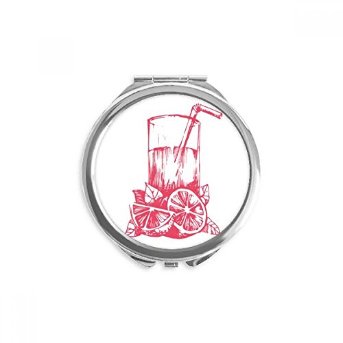 מיץ לימון בצבעי מים איור דפוס יד קומפקטי מראה עגול נייד כיס זכוכית