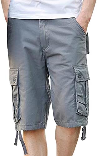 מכנסי מטען בקיץ לגברים מותניים אלסטיים קלים משקל טיולים חיצוניים מכנסיים קצרים רגועים כושר ספורט ספורט עם כיסים
