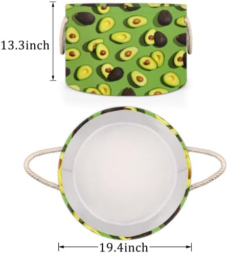 פרי אבוקדו ירוק סלים עגולים גדולים לאחסון סלי כביסה עם ידיות סל אחסון שמיכות למדפי אמבטיה פחים לארגון ילדת גמילה של משתלת