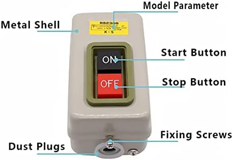 UNCASO BS230B כפתור בקרת חשמל מתג תעשייתי בית תעשייתי כפתור התחלה תלת פאזי תלת פאזי לחיצה על מתג 17A 7.5KW