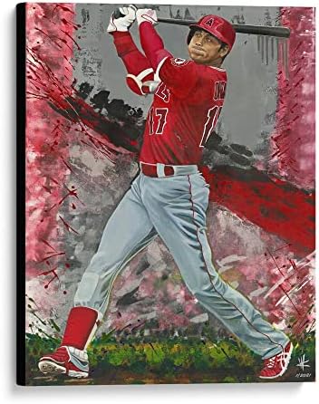 Shohei Ohtani Los Angeles Angels Canvas Giclee - חתום ומוספר על ידי האמן קורטני וול - מהדורה מוגבלת מספר 1 משנת 2021 - Artograted MLB Art