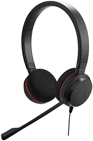 Jabra Evolve 20 אוזניות קוויות UC, אוזניות טלפון מקצועיות סטריאו לפריון גדול יותר, צליל מעולה לשיחות ומוזיקה, חיבור USB, עיצוב נוחות כל היום