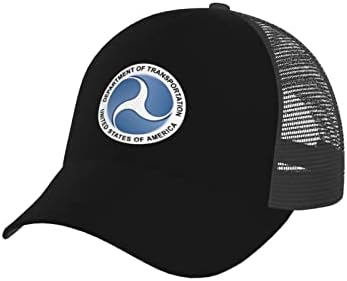 חותם Lifangmi של מחלקת תחבורה של ארצות הברית כובע בייסבול נושם כובעי רשת שוליים מעוקלים כובעי כובע המשאית המתכווננת כובעי משאיות מתכווננים לגברים שחור שחור