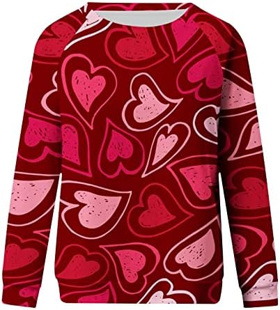 2023 סווטשירטים של יום האהבה לנשים אוהבים סווטשירט גרפי גרפי רופף צווארון צווארון אופנה אופנה שרוול ארוך חולצות טריקו