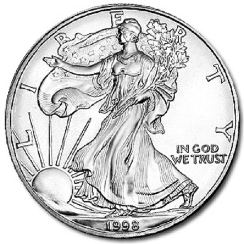 1998 - American Silver Eagle .999 כסף משובח עם תעודת האותנטיות שלנו דולר לא מחולק