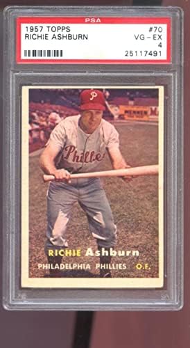 1957 Topps 70 Rickie Ashburn PSA 4 קלף בייסבול מדורג פילדלפיה פיליז - קלפי בייסבול מטלטלים