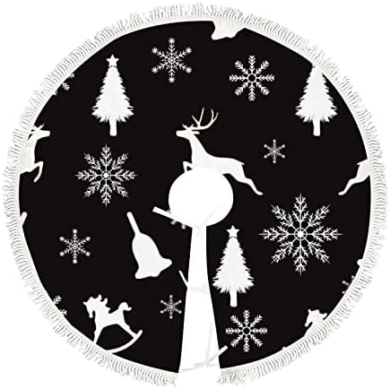 חצאית עץ חג המולד בגודל 48 אינץ 'חג המולד פתיתי שלג צבי פעמון מתנדנד חצאית עץ גדולה מחצלת מסיבת חג חווה חווה חג המולד מחצלת עץ לעיצוב בית חיצוני מקורה