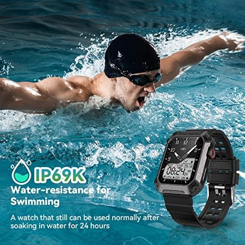 שעון חכם צבאי לגברים 5ATM שחייה עמיד למים שעוני כושר חיצוניים טקטיים מחוספס