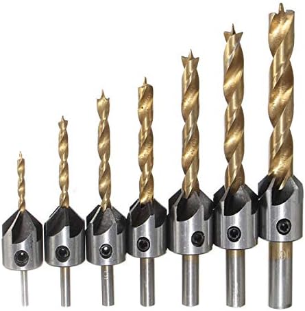 תרגיל yutool countersink, 7 יחידות 3-10 ממ 5 חילוט HSS מונה מקדח מקדח נגרות נגרות עץ