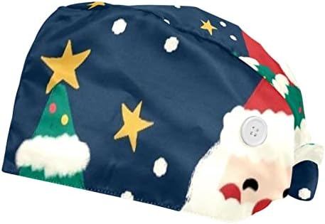דיייה 2 חבילות מתכוונן עבודה כובע עם כפתור סרט זיעת עבור אחיות נשים קוקו כובע סנטה ועץ חג המולד