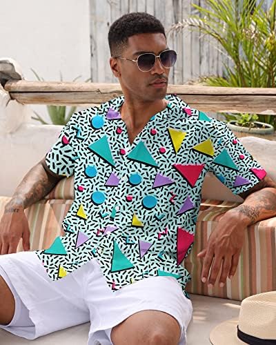 ALISISTER 80S חולצה לגברים תלבושת תלבושת הוואי כפתור מטה חולצות שמלה חולצות