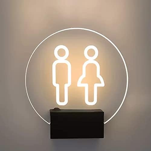 שלט חדר השירות של Rakute LED, שלט מואר בשירותים קיר, שלטי אמבטיה עגולים בגודל 7 אינץ 'למשרד, עסקים או בית, דלת או קיר, שילוט תפאורה נחמד