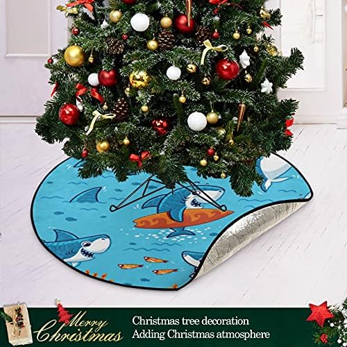 כרישים עץ מחצלת עץ עץ עץ עץ עץ מגש שטיח מחצלת מתחת לאביזר עץ חג המולד לאספקת בית הגנה על הרצפה 28 אינץ '