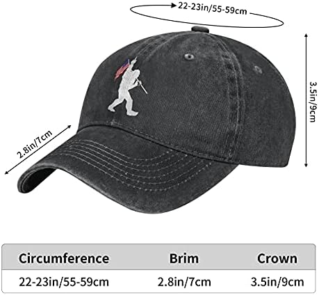 כובע בייסבול ביגפוט לגברים שחור קלאסי וינטג 'אבא כובע מתכוונן ג'ינס שטוף