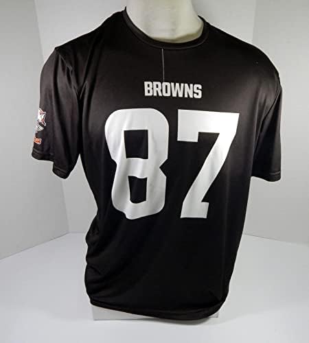 קליבלנד בראונס 87 משחק נעשה שימוש בראון אימון חולצת אימון ג'רזי DP45232 - משחק NFL לא חתום משומש גופיות