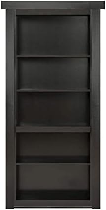 Murphy Door® - ארון ספרים סודי נסתר, 28 x 80 סומק סומק, מורכב, ציון צבע עמיד בפני לחות, גימור שחור