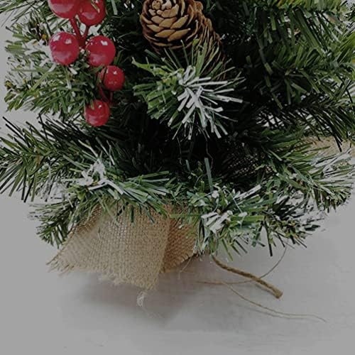 יארדווה עץ חג המולד מיני מלאכותי עם קונוס אורן קישוטי אשכולות יוטה בבסיס יוטה נצנצים עץ חג מולד שולחני לבית מקורה.