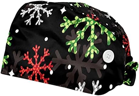 Niaocpwy 2 חבילה חתולים צבעוניים דפוס מוסיקה חג המולד איילים כובעים עם רצועת זיעה לגברים, כובע טורבן לשפשף בופנט
