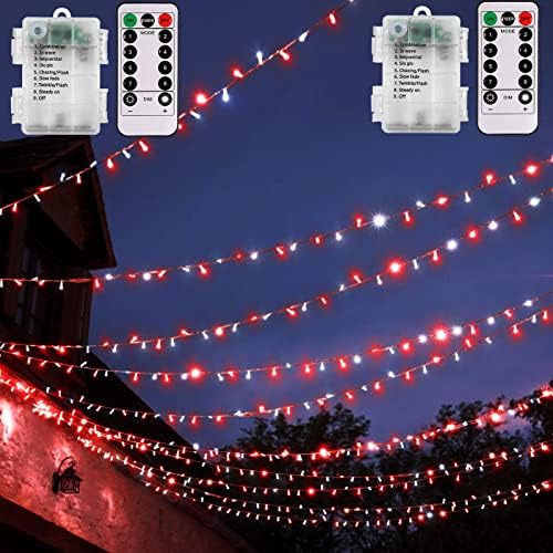 2 חבילה סוללה מופעל סוכריות עץ אורות 33 רגל/100 נוריות חג המולד סוכריות מקל מחרוזת אורות עם טיימר זר אורות סוללה מחרוזת אורות 8 תאורה מצב,שלט רחוק עבור עץ,בית,גדר, מרפסת, חצר