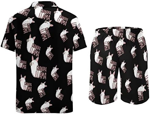 סבא לאמה גברים 2 חלקים הוואי סט מכפתור חולצות שרוול קצר מכנסי חוף רופפים מתאימים