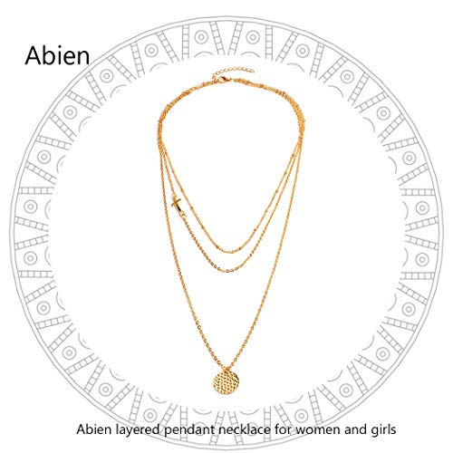 Abien Boho Layering Coin תליון שרשראות שרשרת שרשרת צלב זהב תכשיטים לנשים ונערות
