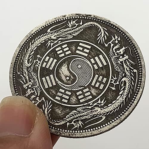 טונבאו סיני וזר ייליאנג פליז עתיק אוסף מדליית כסף ישן שואנגלונג יין ויאנג טאיג'י מטבע רכילות מטבע דולר כסף מטבע