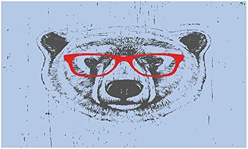 מחזיק מברשת שיניים קרמיקה של אמבסון, דיוקן גראנג 'גחמני של דוב קוטב עם משקפיים, משטח דקורטיבי רב -תכליתי לחדר אמבטיה, 4.5 x 2.7, ורמיליון כחול תקרת