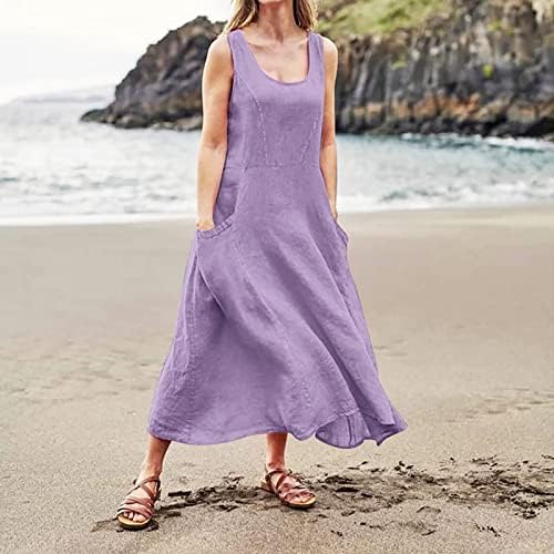 שמלות חוף נוקמופו לנשים קיץ מזדמן, קיץ נשים 2022 כותנה מוצקה של אופנה מזדמנת ושמלת שרוול קצר