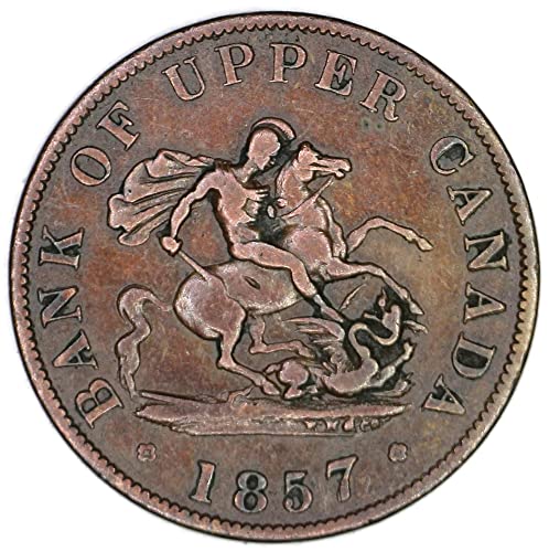 1857 Heaton Mint Canada KMTN2 סנט ג'ורג 'מרים את הדרקון 1/2 מוכר אגורה טוב מאוד