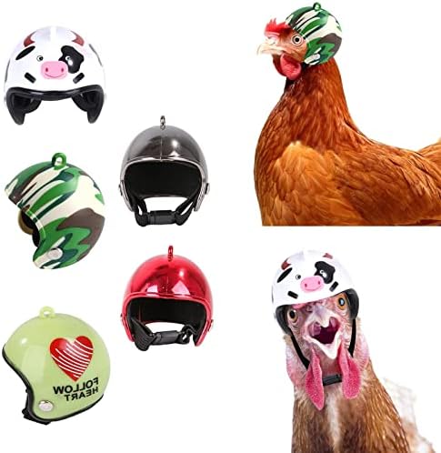 קסדת עוף של Zymxdm, קסדת הגנת ראש צעצוע של עוף ציפור, מתאימה לפארוצ'יקנים, ברווזים ועופות, אביזרי תלבושות, 5 יחידות