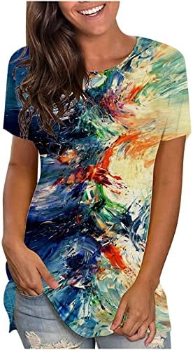צמרות נשים ואן גוך ציור חולצת טריקו מודפסת ציור פרחוני טי טי אימפרסיוניסט מפורסם ציור שמן טוניקה