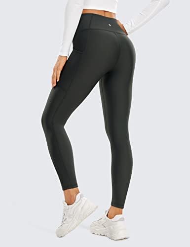 CRZ יוגה חמורות תרמיות מרופדות חותלות נשים 25 '' - אימון חורף מותניים גבוהים מכנסי טיול עם כיסים חמים ריצה חמים