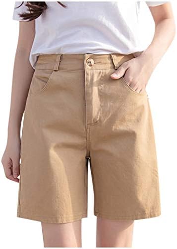 VOWUA נשים רגועות ברמודה מכנסיים קצרים מזדמנים המותניים המותניים במכנסיים קצרים מכנסי קיץ קצרים