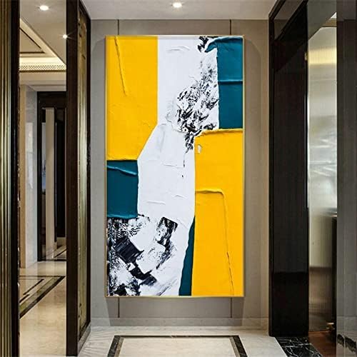 צביעת בד גדול אמנות קיר - תקציר בלוק צבע ארט אנכי תלוי ציור ציור שמן על בד לחדר שינה סלון עיצוב ביתי, 60x120 סמ