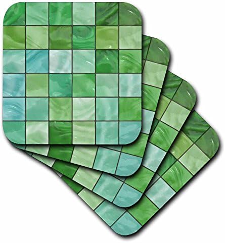 3 רוז לי הילר עיצובים הדפסי אריחים - אביב ירוק אקווה זכוכית אריחי הדפסה-סט של 8 קרמיקה אריחי תחתיות
