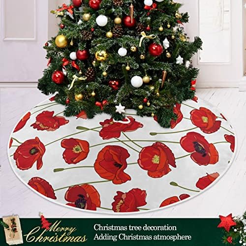 פרחי פרחים אדומים של Oarencol פרחים חצאית עץ חג המולד 36 אינץ 'חג המולד של מסיבת חג עץ קישוטי מחצלת