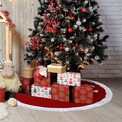חצאית עץ חג המולד של כדורעף אהבה חצאית עץ חג המולד אדום עגול חג המולד עם קצה משולב לקישוטי חצר חיצוניים מקורה