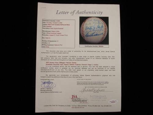 יאנקיס בניו יורק היכל הפאמרים והכוכבים חתומים בייסבול - 21 חתימות - JSA - כדורי חתימה עם חתימה