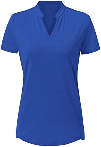 Gopune Women's V Neck Golf חולצות פולו ללא צווארון שרוול קצר משקל קל משקל טניס יבש מהיר
