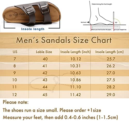 אמיתי מפואר גברים של אריזונה רגל שקופיות סנדלים - נוחות להחליק על סנדלי הפקק עם רצועות אבזם מתכוונן לקיץ, פנימי וחיצוני להחליק על סנדלים