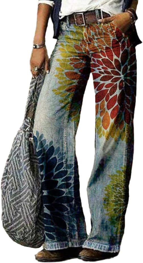 UKTZFBCTW מכנסי מטען בגדי אביב נשים בגדים הדפסים אתני בסגנון אתני סתיו סתיו סתיו אלגנטי BASTET 8A XL